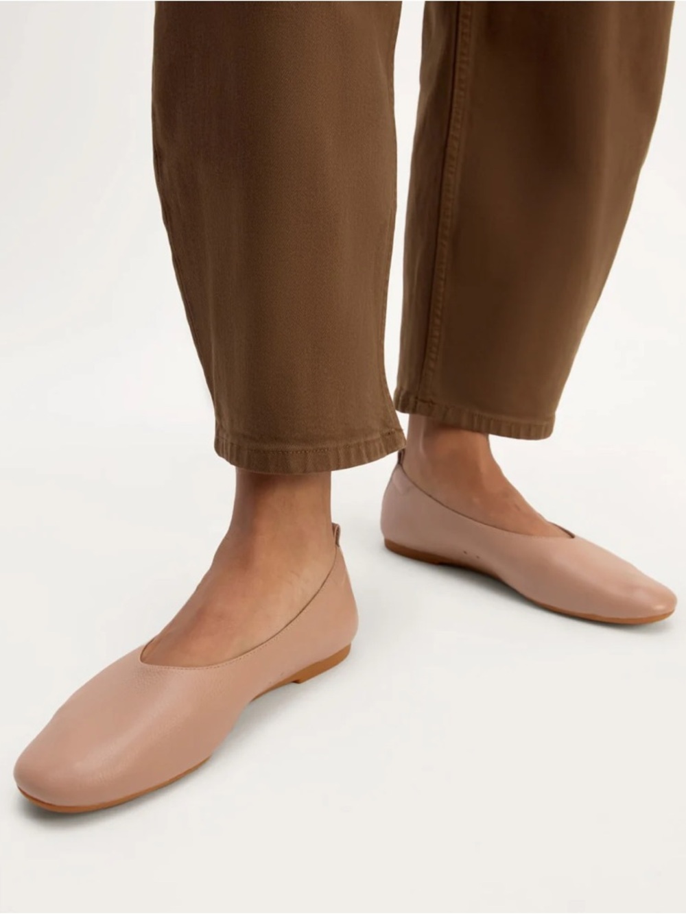 Everlane The Day Glove Leather Ballet Flats in Taupe, Womens Size 8.5